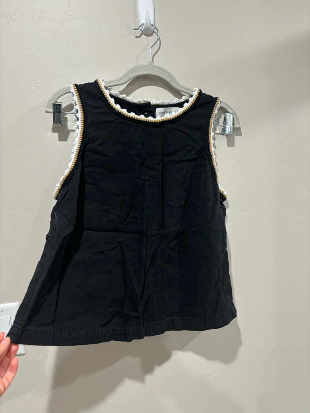 cloth & stone BlackSleeveless Top with Crochet Hem Linen